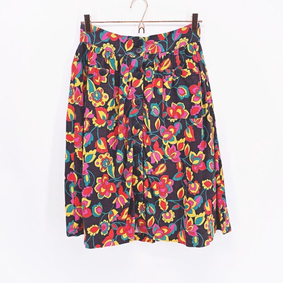 Modcloth Button Front Floral Full Skirt - Picture 1 of 10